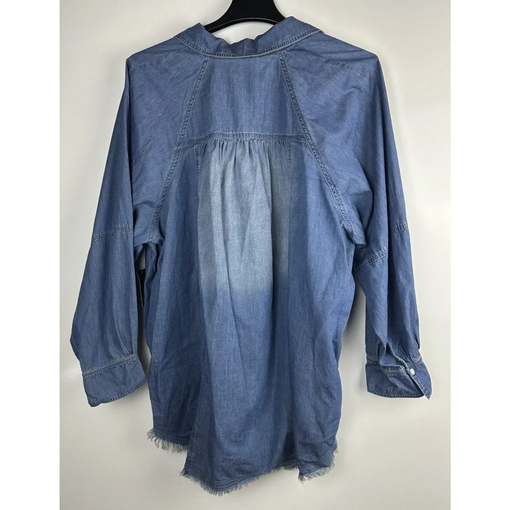 NWT Torrid Festi Denim Button-Up Shirt Blue Relaxed Tunic Top Plus Size 3 3X - Picture 9 of 12